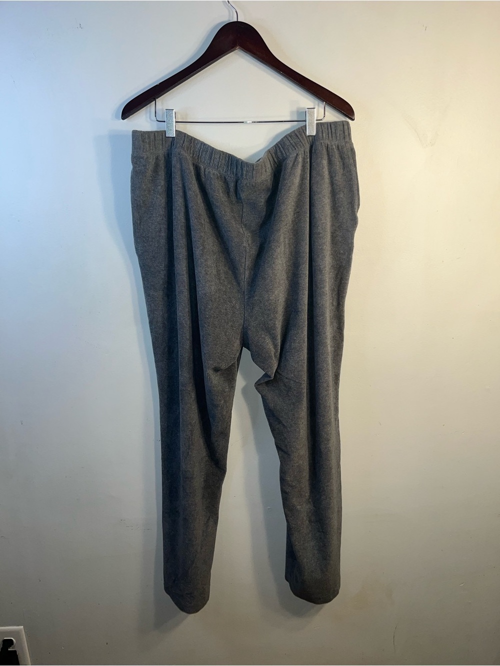 Lands' End Corduroy Sport Knit Elastic Waist Pull-On Pants in Gray Women’s 2X - Picture 3 of 8